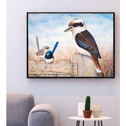 DIY diamond painting full diamond 5D three bird round diamond inlaid wall decoration home decoration handmade childrens gift