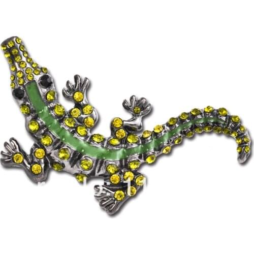 Free Shipping 2019 Vintage Crystal Fashion Jewelry Crocodile Brooch Men Scarf Broach Strass Animal Broches X0749