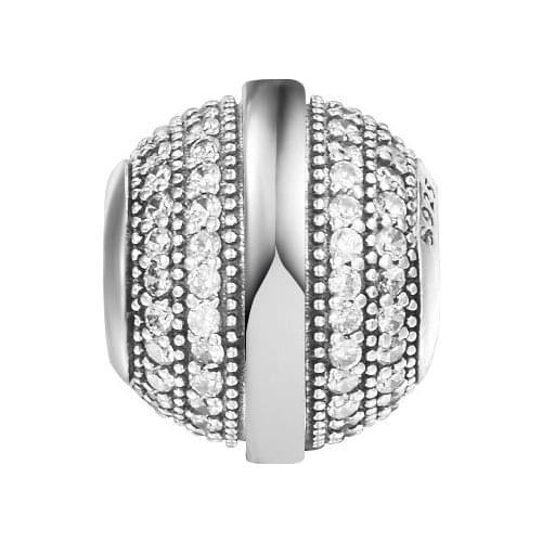 Pavé & Logo Charm 100% Real Silver Snake Chain Bracelets Wedding Free Shipping 2021 Charm S925 Sterling Jewelry Spring Beads