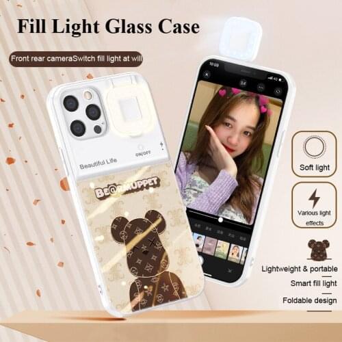 For Apple 12 phone cases for iphone12 pro max fill light protective cover smart ring flash ip12 night fill light with light