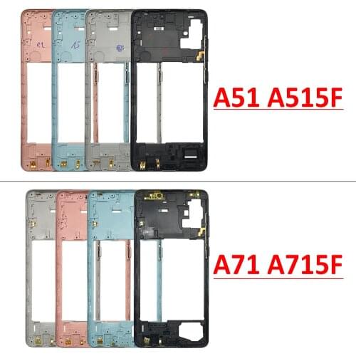5Pcs Middle Frame Housing Case For Samsung Galaxy A51 A71 A707 A507 A507F A707F New Chassis Middle Frame Rear Panel Back Cover