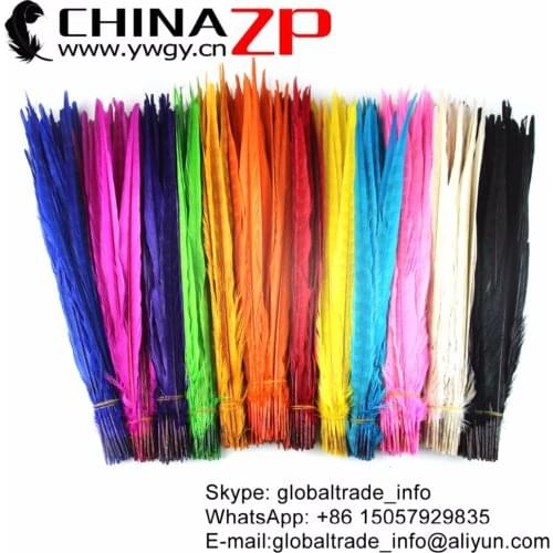 CHINAZP Factory Wholesale Cheap Feather 100pcs/lot Length 40-45cm Dyed Mix-color Ringneck Pheasant Tail Feathers