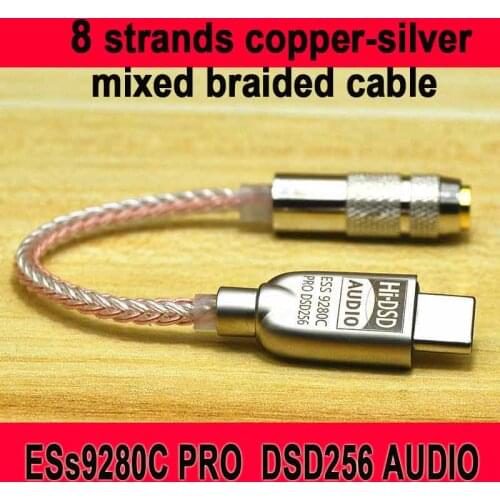 Type-C To 3.5 Jack es9280c pro chip HiFi Digital Audio HIFI Decoding DAC Sound Card Earphone Audio cable For Huawei mate20 30pro