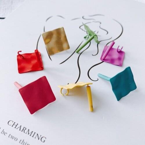 DIY jewelry accessories wholesale 2021 trendy color makelong geometric Square Earrings girl heart summer color contrast Earrings