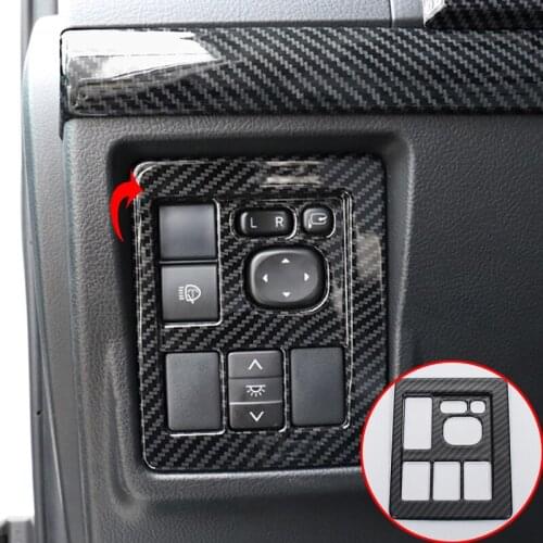 For Toyota Land Cruiser Prado FJ150 2010-2020 ABS Carbon fiber Headlight adjustment panel trim cover Car Styling