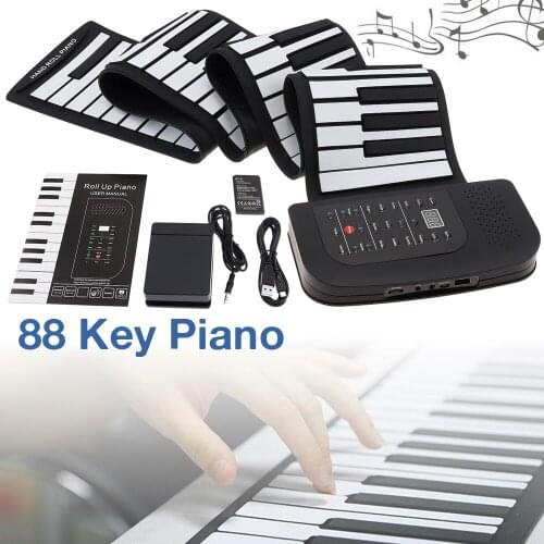 88 Keys Roll Up Electronic Piano Rechargeable Silicone Flexible Keyboard Organ Built-in Speaker Supports MIDI Bluetooth