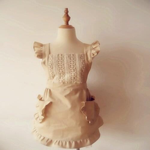 Korean Cotton Lace Sleeveless Apron Coffee Milk Tea Shop Beauty Nail Catering Flower Shop Art Overalls Bib Home Kitchen Aprons