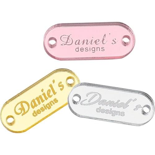 Personalized Hand Made Tags Clothing DIY Gift Rectangle Acrylic Handcraft Label for Handmade Clothes Name Customize 3x1cm