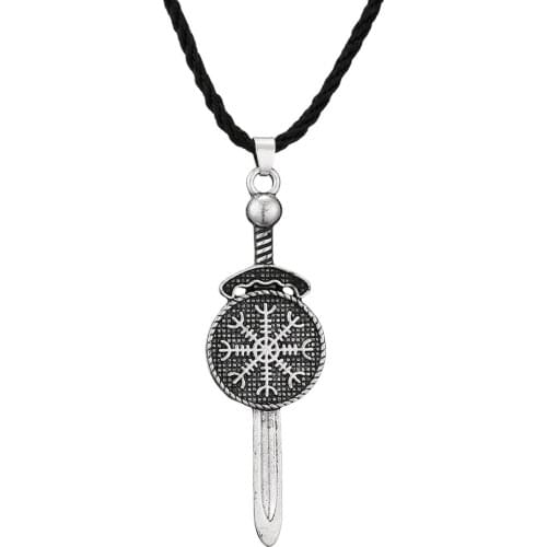 Kinitial Punk Viking Sword Pendant Necklace For Men Male Retro Jewelry Snowflake Charm Pendant Women Necklaces Bijoux femme