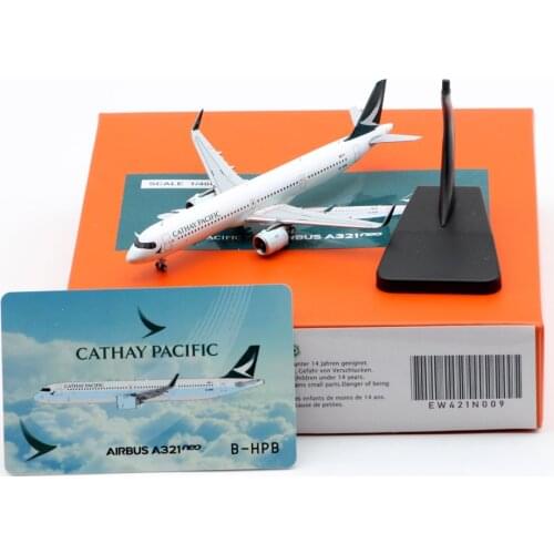 1:400 Alloy Collectible Plane Gift JC Wings EW421N009 Cathay Pacific Airbus A321neo Diecast Aircraft Jet Model B-KPP With Stand