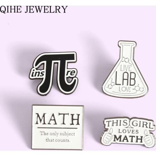 Mathematics Enamel Pin π Math and Science Brooches Backpacks Lapel Pins Badge Cartoon Metal Jewelry Gift for Friends Wholesale