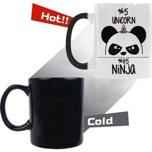 Cute Ninja Panda Morphing Mug Heat Sensitive Color Changing Coffee Mug Cup Funny Animal Asian Bear Unicorn Coffee Mug Christmas