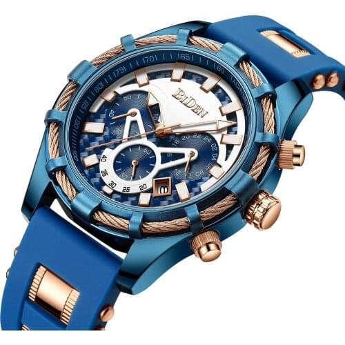 Fashion Men Sport Watch Stylish Unique Casual Sea Army Military Silicone Strap Males Quartz Wristwatch Calendar Chronograph