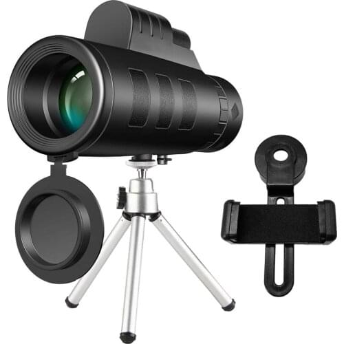 40X60 HD Monocular Clear Night Vision Telescope with Mobile Phone Tripod Holder for Outdoor Sports Camping Travel