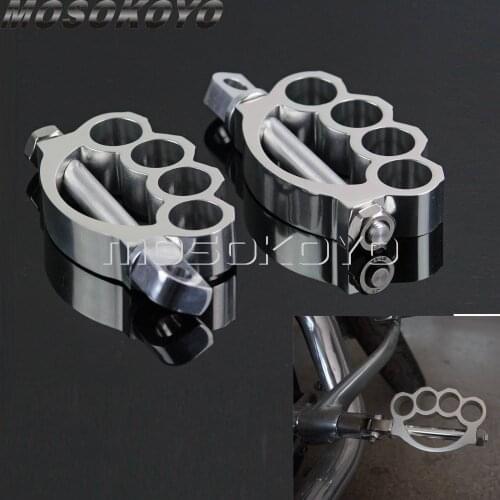Knuckle Motorcycle Footpeg 2x Footrest Biker Male Mount Foot Peg for Harley Cafe Racer Chopper Scrambler