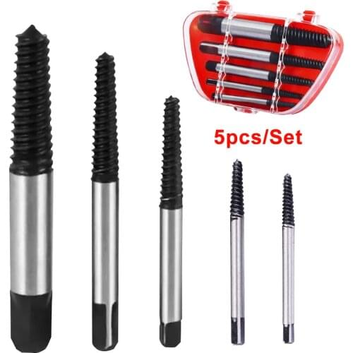 5Pcs Screw Extractor Center Drill Bits Guide Set Broken Damaged Bolt Remover Removal Speed Easy Out Set