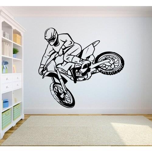Wall Decal Motorcross Free style Dirt Bike Sticker Bedroom sport dirt bike motorcycle Personalised boys teenager room A2-008