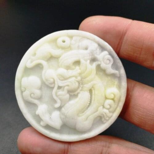 Natural Lantian Jade Chinese Dragon Pendant Necklace Fashion Jewellery Accessories Hand-Carved Amulet Gifts Women Free Rope