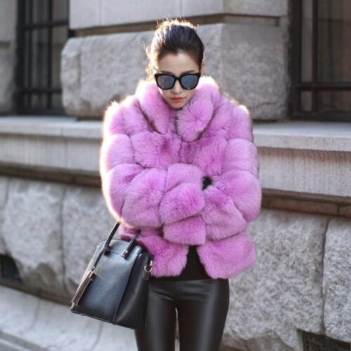 UPPIN Latest Trendy Pink Brown Fur Coat Streetwear Women Elegant Faux Fox Fur Coats Thick Warm Winter Girls Furry Jacket Coats