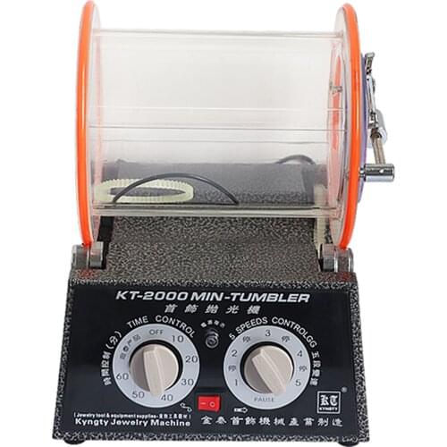 KT2000 Professional 220V/110V Tumbling Barrel Polishing Machine Gold Silver And Copper Jewelry Small Roller Grinding Equipment