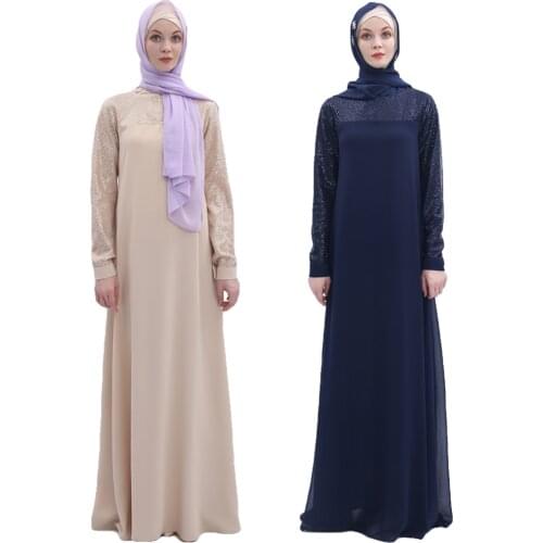 Ramadan Abaya Sequin Long Dress Women Muslim Party Gown Turkish Kaftan Islamic Clothing Arab Robe Dubai Caftan Cocktail Jilbab