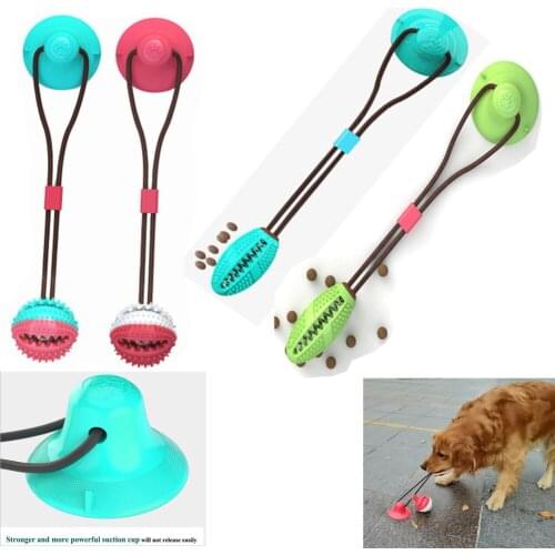Pet Dog Rubber Chew Toy Durable Teeth Cleaning Training Molar Toy for Small Medium Dog Puppy Playing Interactive Toy With Sucker