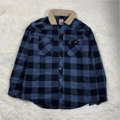 Korean Style Turn-down Collar Patchwork Shirt Men Streetwear Plaid Cotton Shirts Casual Loose Thicken Warm Long Sleeve Shirt
