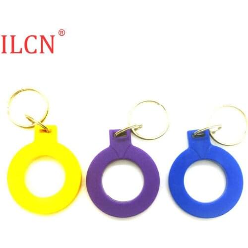 S50 1K IC 13.56 Mhz Read Only Circular Key Ring RFID Keyfob Yellow Blue Purple Token Tag Access Control Tag Token Key Fob 1pcs