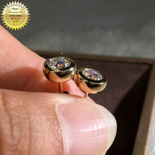 100% 18K Gold A750 gold A pair of Earrings 2Ct 4Ct Best color DVVS Moissanite Earrings