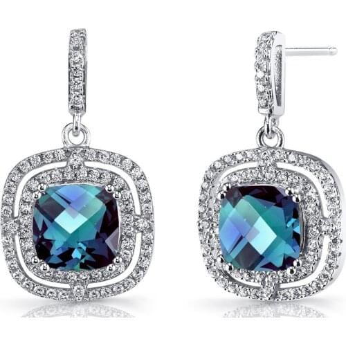 Natural Blueish Mystic Quartz Pure Earring square Cut Fashion Jewelry For Women Gift Silver Plated earring wholesale