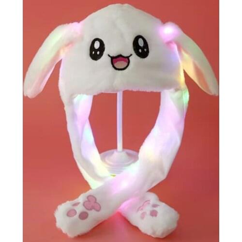 Rabbit Hat Moving Ears Cute Cartoon Toy Hat Moving Hat Ear Move Hat Funny White Rabbit Hat Animal Winter Hats For Girls Kids