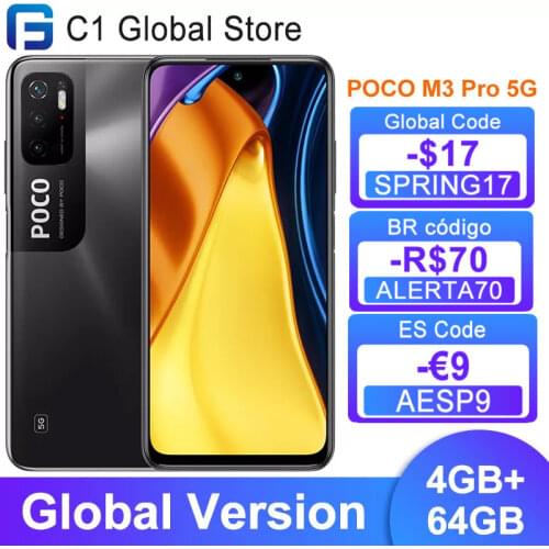 Global Version POCO M3 Pro 5G NFC 4GB 64GB Dimensity 700 Octa Core 90Hz 6.5”FHD+ DotDisplay 48MP Triple Camera 5000mAh Smartpho