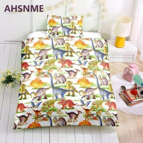 AHSNME Special Promotion! ! ! Cartoon Jurassic World Dinosaurs Bedding Set Tyrannosaurus Diligence Quilt Cover Home Textiles