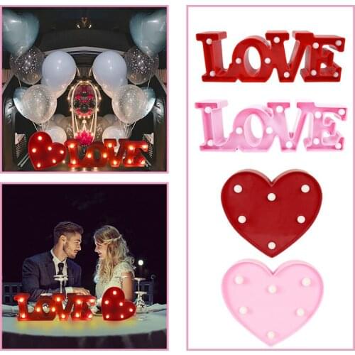 3D Love Heart LED Letter Lamps Indoor Decorative Sign Night Light Romantic Wedding Party Valentines Day Luminous LED Night Lamp