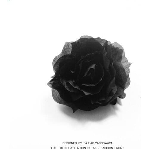 Dark black rose hairpin