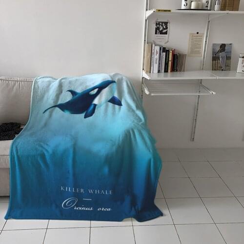 Bedroom Warm Blankets Orca Whale Ocean Blue Sofa Throw Blankets Childrens Baby Soft Blankets Airplane Portable Blanket