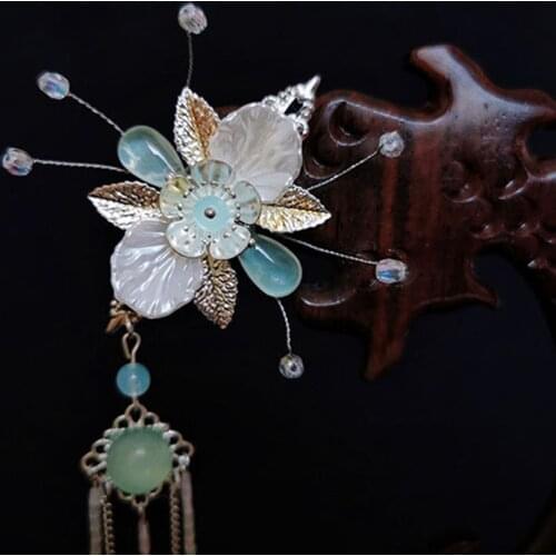 2 pcs vintage Retro butterfly fairy air cur pink flower Long tassel Girl classical Hair Jewelry Flower Hiar clips Accessories