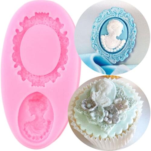 Mirror Frame Lady Avatar Cake Border Silicone Molds Cupcake Topper Fondant Cake Decorating Tools Candy Chocolate Gumpaste Moulds