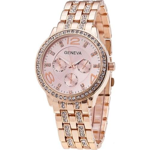 Dropshipping Women Rhinestone Watch Fashion Casual Women Silver & Rose Gold Mesh Wristwatches Gift Clock Relogio Feminino Hot