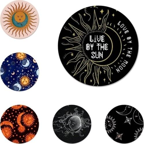 58mm Gold moon and Sun Icons Pins Badge Decoration Brooches Metal Badges For Clothes Backpack Decoration