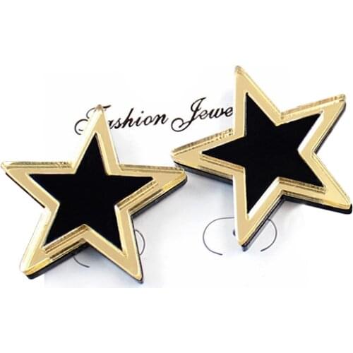 1pair) HP023 Star Stud Earrings Allegry Free Gold Mirror Hexagon Hexgon Square Acrylic Earring