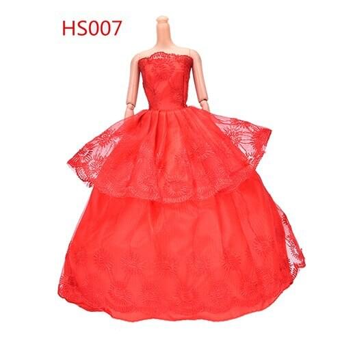1Pc Elegant Red Handmake wedding Bridal Gown Dress for Clothing doll Princess Outfit Clothes Gift For Girls