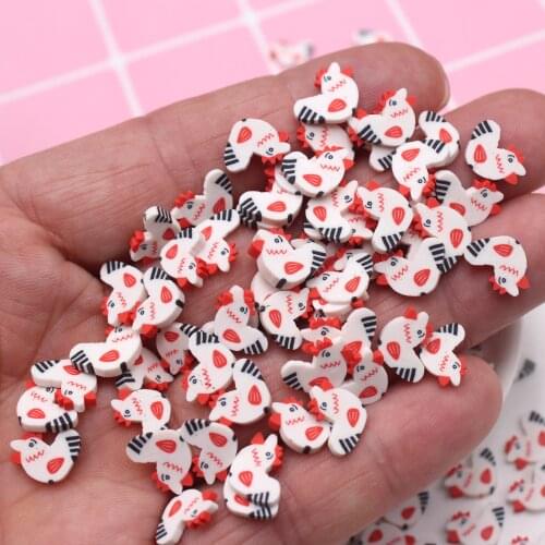 20g/Lot 1cm Cock Cute Cartoon Pig Series Polymer Clay Slices Sprinkles for DIY Crafts Filling Decoration Accessories