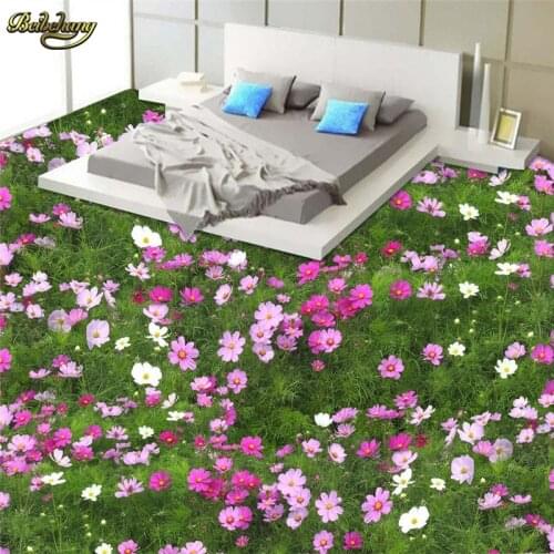 Beibehang Custom Photo 3D Floor Painting Wallpaper Plant Flower Green Grass Grassland Painting papel de parede