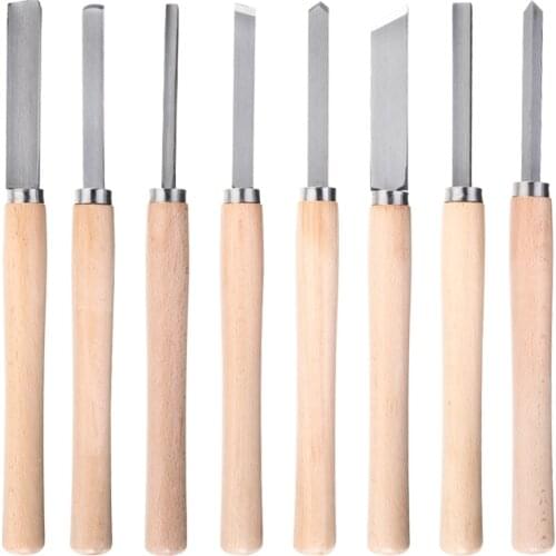 8Pcs/Set High Carbon Steel Woodworking Turning Tool Woodwoking Set Wood Turning Lathe Tools Chisel Gouge Wood Carving Chisel