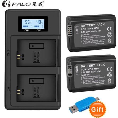 1-4pcs NP-FW50 NP FW50 NPFW50 7.4V 2000mAh Camera Battery for Sony Alpha a6500 a6300 a6000 / USB Dual smart charger for NP FW50