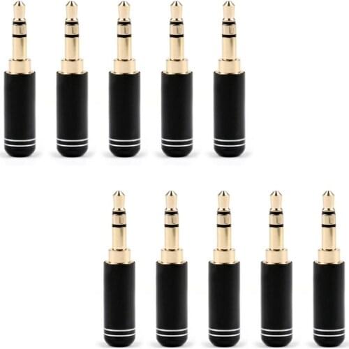 Areyourshop 10x Upgraded Copper Gold Plated 3.5mm Male Stereo Mini Jack Plug Headphone Connector