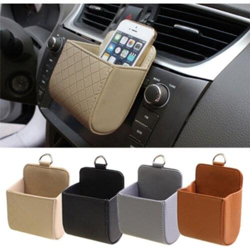 Car Net Pocket Auto Vent Outlet Trash Box Car Phone Holder Storage Bag Organizer Automobile Hanging Box Car Styling Bag