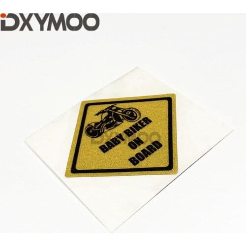 Car Styling Interesting Funny Yellow Warning BABY BIKER ON BOARD Creative Fashion Window Stickers 11x11cm 3M