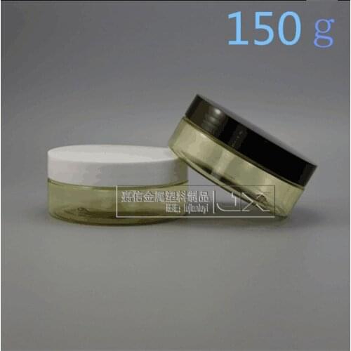 Free Shipping 150g/ml reseda plastic PET Empty packaging Flat Short Bottle jar Screw PP Lid Cream Empty Cosmetic Containers